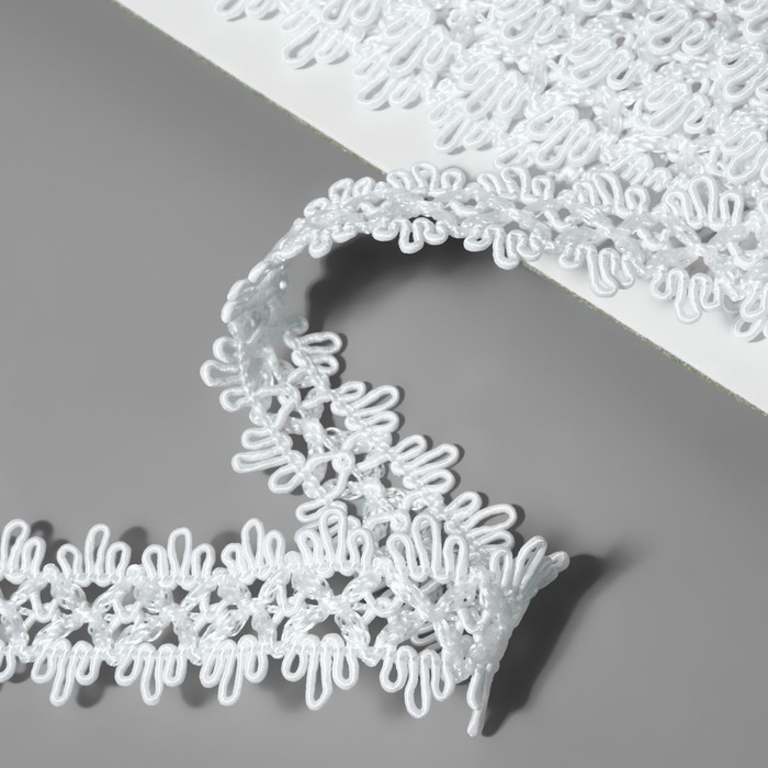 Тесьма декоративная, 20 мм, 10 ± 1 м, цвет белый Тесьма декоративная, 20 мм, 10 ± 1 м, цвет белый