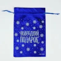 Мешочек подарочный парча &laquo;Новогодний подарок&raquo;, синий, 16&times;24 см