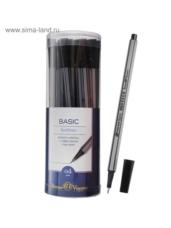 Ручка капиллярная BrunoVisconti. Basic FINELINER, чёрный стержень, узел 0.4 мм