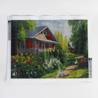 Алмазная вышивка полное заполнение "Дом в деревне", 30*40 см, на холсте