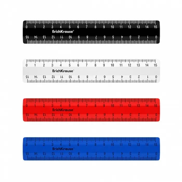 Набор линеек 4 штуки, 15 см, ErichKrause Classic, МИКС, zip-пакет в ПОДАРОК!