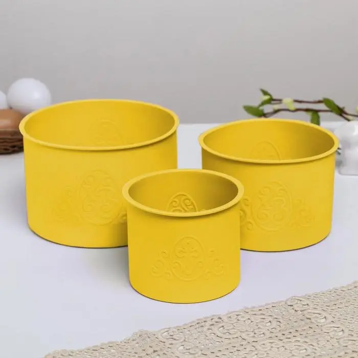 Форма для кулича на Пасху «ХВ», желтая, набор 3 шт., силиконовая Форма для кулича на Пасху «ХВ», желтая, набор 3 шт., силиконовая