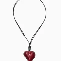 Кулон на шнурке стиль "Сердце вытянутое", 90см, цвет бордово-чёрный