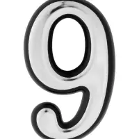 Цифра дверная 9 ТУНДРА, пластиковая, цвет хром, клеевая основа, 1 шт.