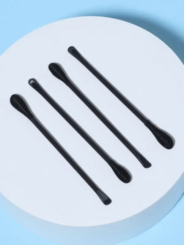 Ватные палочки, двусторонние, с ухочисткой, 100 шт., в пластиковом органайзере, чёрные