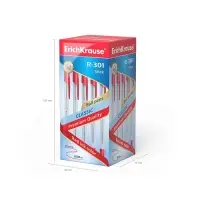 Ручка шариковая Erich Krause R=301 Classic Stick, узел 1.0 мм, чернила красные, длина линии письма 2000 метров, штрихкод на ручке