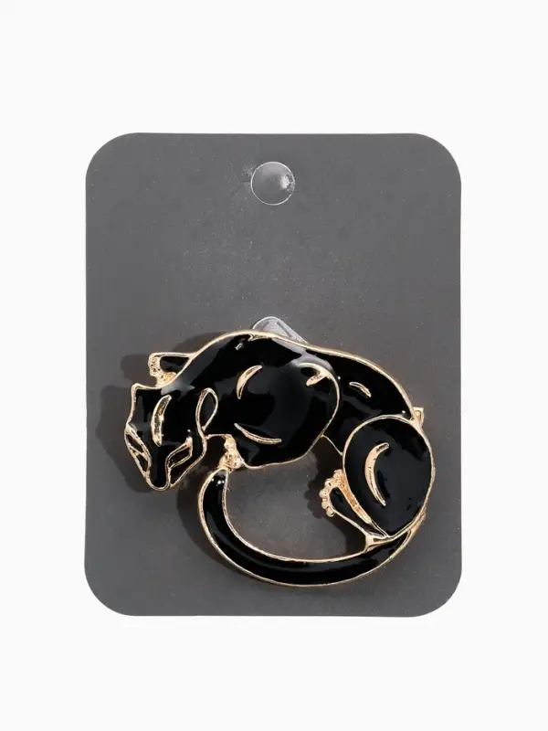 Брошь &laquo;Пантера&raquo;, чёрная в золоте