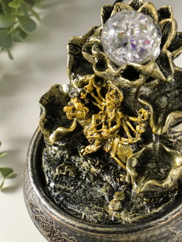 Фонтан настольный от сети, подсветка "Богиня Дурга" 16х16х22 см