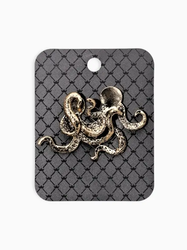 Брошь для кармана &laquo;Осьминог&raquo;, цвет чернёное золото