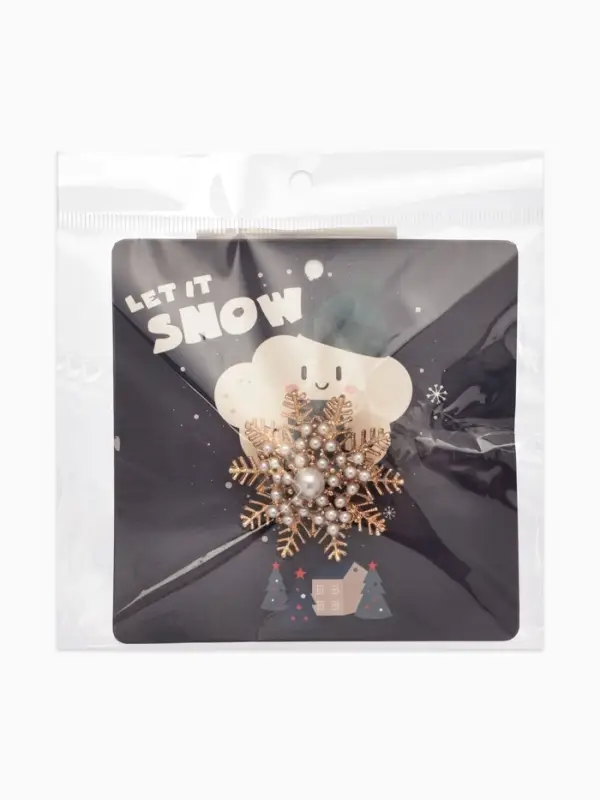 Брошь &laquo;Снежинка с жемчугом&raquo;, белая в золоте