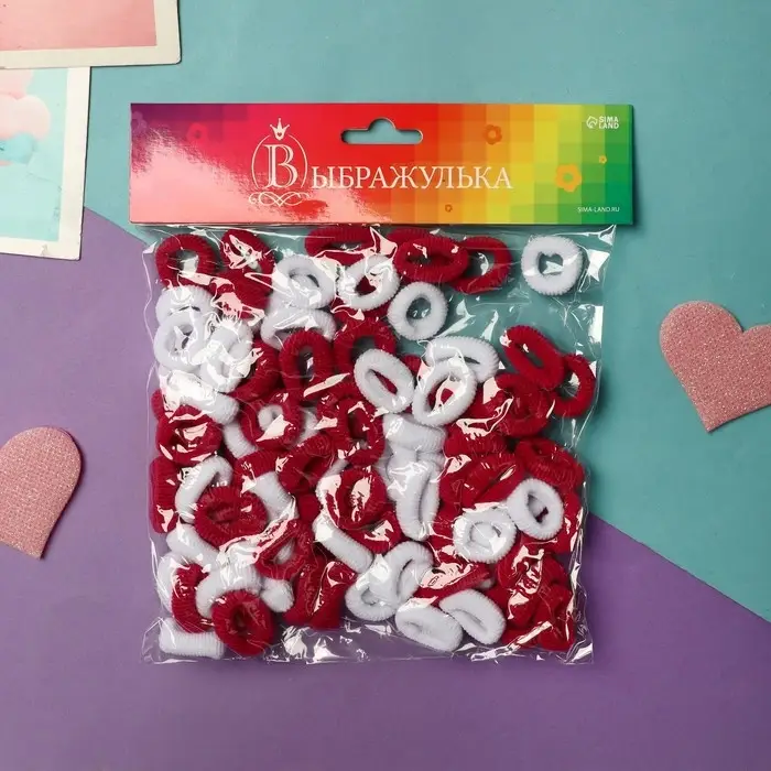 Резинка для волос  Резинка для волос "Махрушка спорт" (набор 100 шт) 1,5 см, малиново-белый