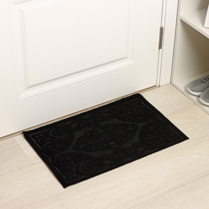 Коврик влаговпитывающий придверный Доляна &laquo;Восточная сказка&raquo;, без окантовки, 38&times;58 см, цвет чёрный