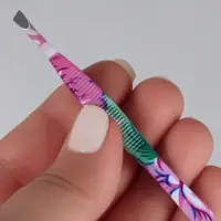 Пинцет скошенный, узкий, 8.5 см, рисунок МИКС