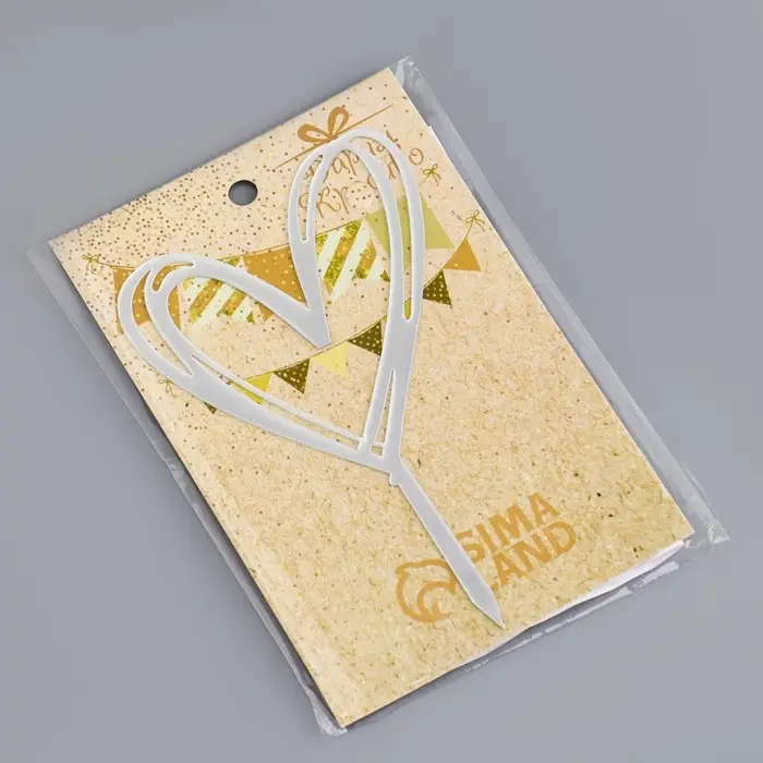 Топпер для торта &laquo;Сердце&raquo;, серебро