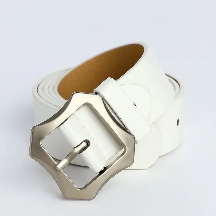 Ремень женский с винтом, 110&times;2.5 см, матовая классическая пряжка металл, белый