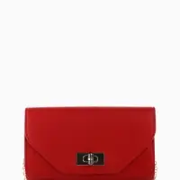 Сумка-клатч женская вечерняя на клапане, на золотистой цепочке, однотонная, бордовая