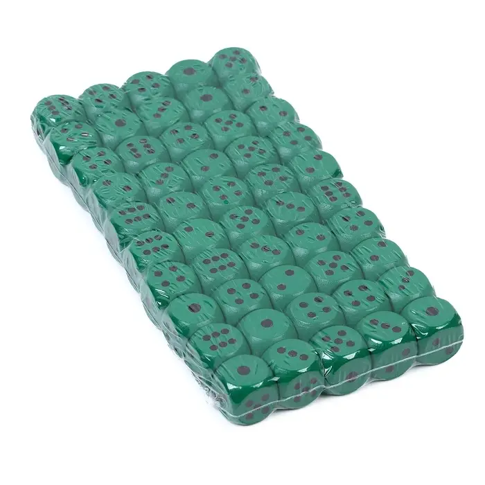 Кубики игральные Время игры, 1.6&times;1.6 см, набор 50 шт., зелёные