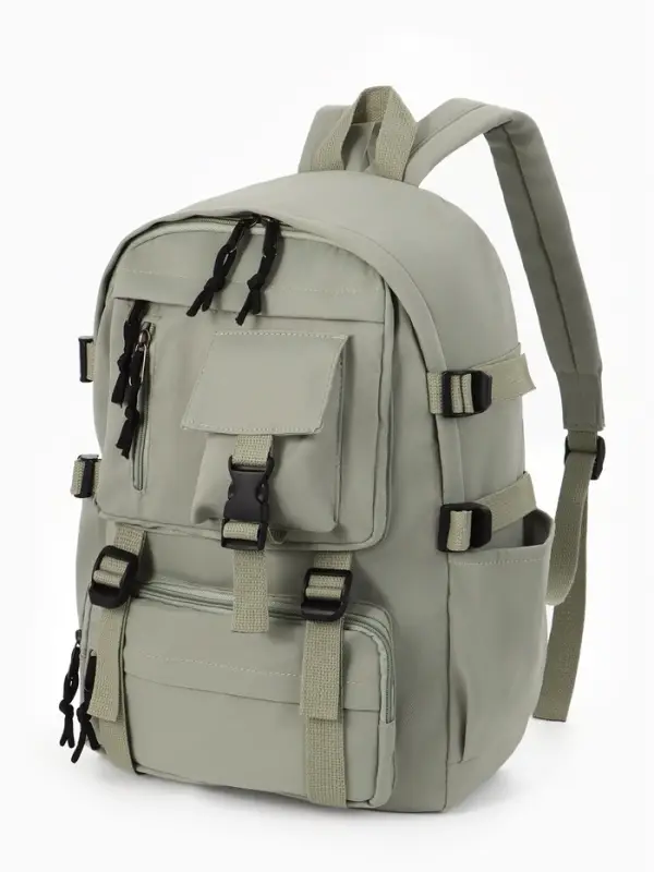 Рюкзак школьный, спортивный, однотонный, 1 отделение, 8 карманов, 31&times;12&times;42 см, зелёный