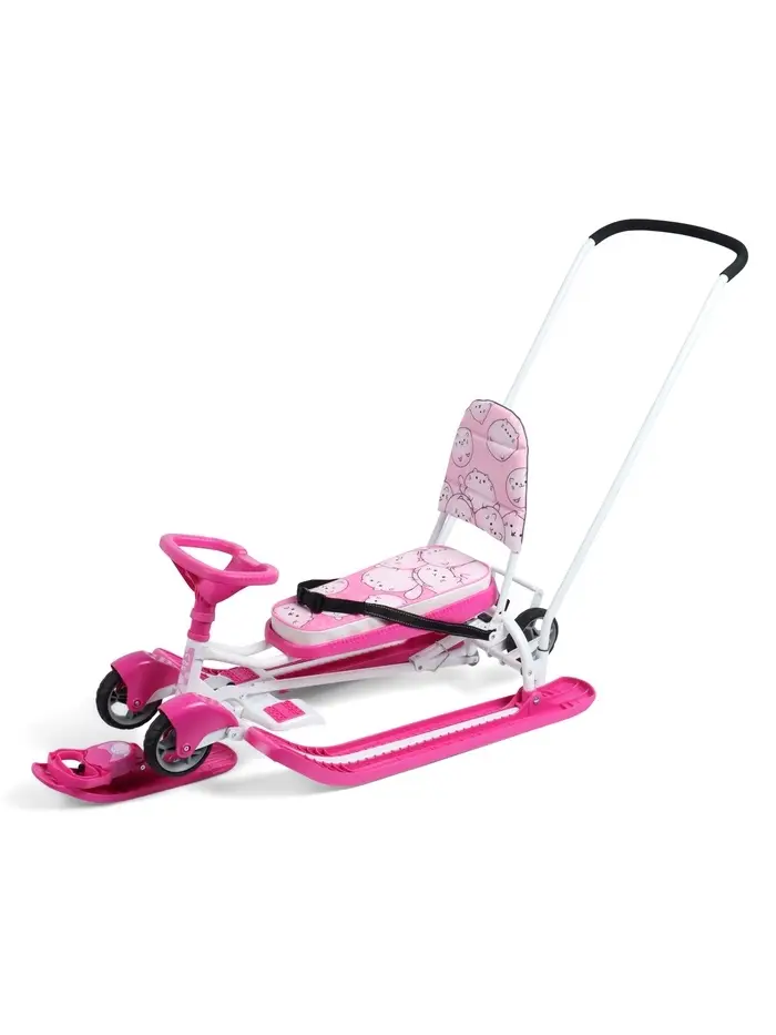 Снегокат «Котики», с родительской ручкой, со спинкой, розовый, ТС6-СЛ/К Snow Cat Снегокат «Котики», с родительской ручкой, со спинкой, розовый, ТС6-СЛ/К Snow Cat