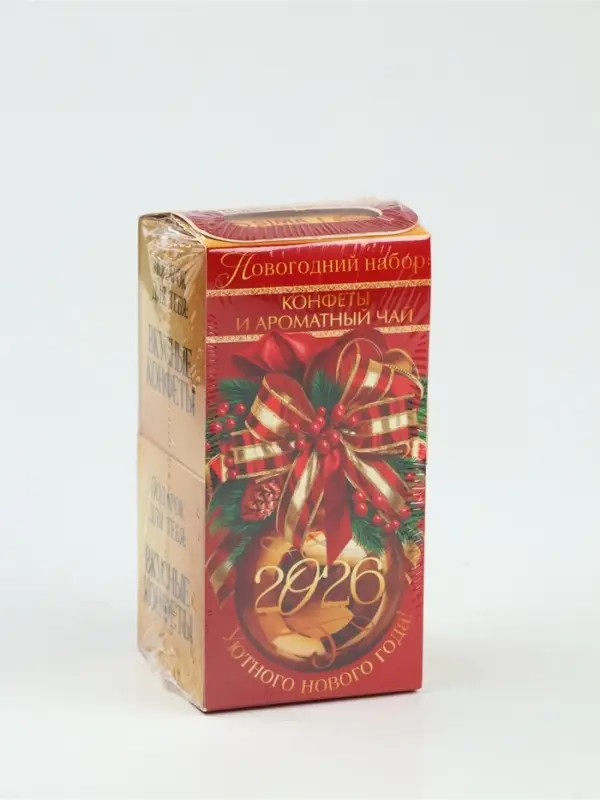 Набор чай и конфеты в двойной коробке &laquo;Счастья в Новом году&raquo;