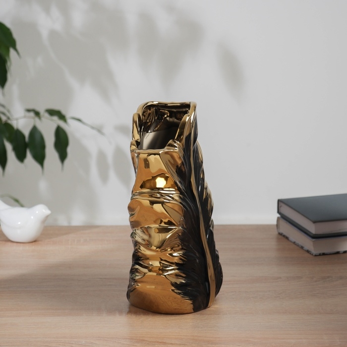 Ваза керамика настольная Ваза керамика настольная "Бьорн" 25х18 см, чёрно-золотистый