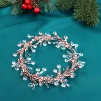 Ёлочная игрушка &laquo;Зимнее волшебство. Венок сияние&raquo; пластик, 14&times;14 см, прозрачно-розовый