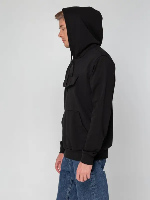 Худи унисекс с карманом на груди Chest Pocket, черное, размер XS/S Худи унисекс с карманом на груди Chest Pocket, черное, размер XS/S