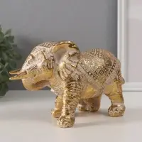 Фигурка полистоун &laquo;Слон с малышом&raquo;, узоры золото, 19.5&times;9&times;12 см