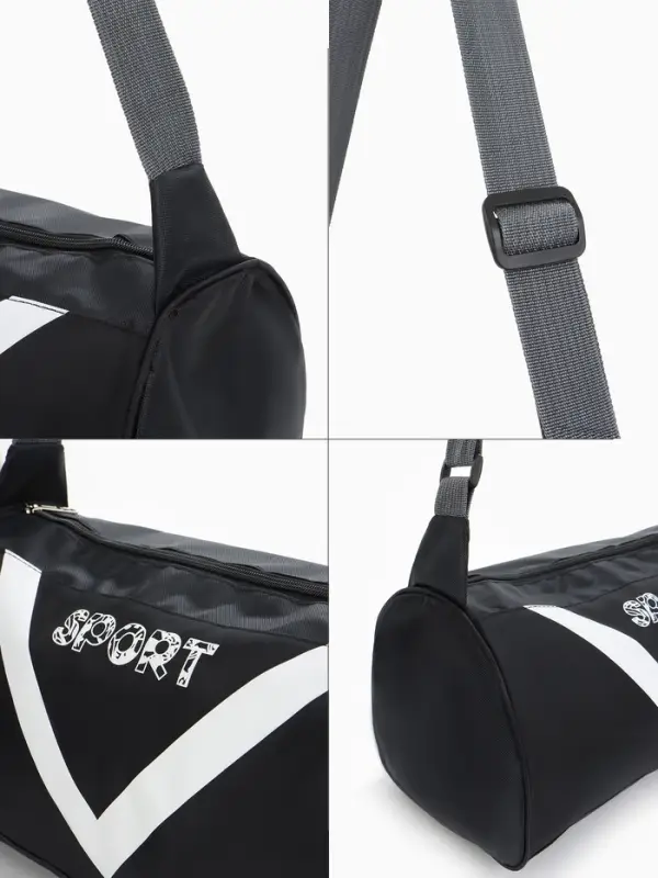 Сумка спортивная на молнии, боковой карман/сетка, регулируемый ремень, маленький размер, чёрная