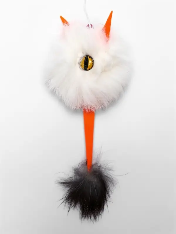 Дразнилка - удочка из меха кролика &laquo;Монстрик&raquo;, на деревянной палочке, цвет МИКС