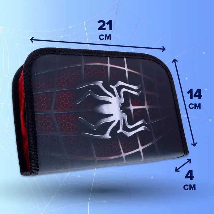 Пенал школьный, 3 секции, 14&times;21&times;4 см &laquo;Паук&raquo;