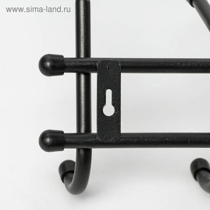 Вешалка настенная с полкой «Комфорт 7», 7 крючков, 61×20×8 см, чёрная Вешалка настенная с полкой «Комфорт 7», 7 крючков, 61×20×8 см, чёрная