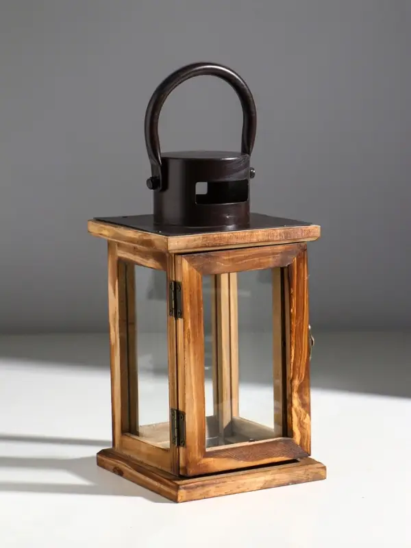 Подсвечник дерево на 1 свечу  Подсвечник дерево на 1 свечу "Фонарь" серо-коричневый 11,5х11,5х22,5 см