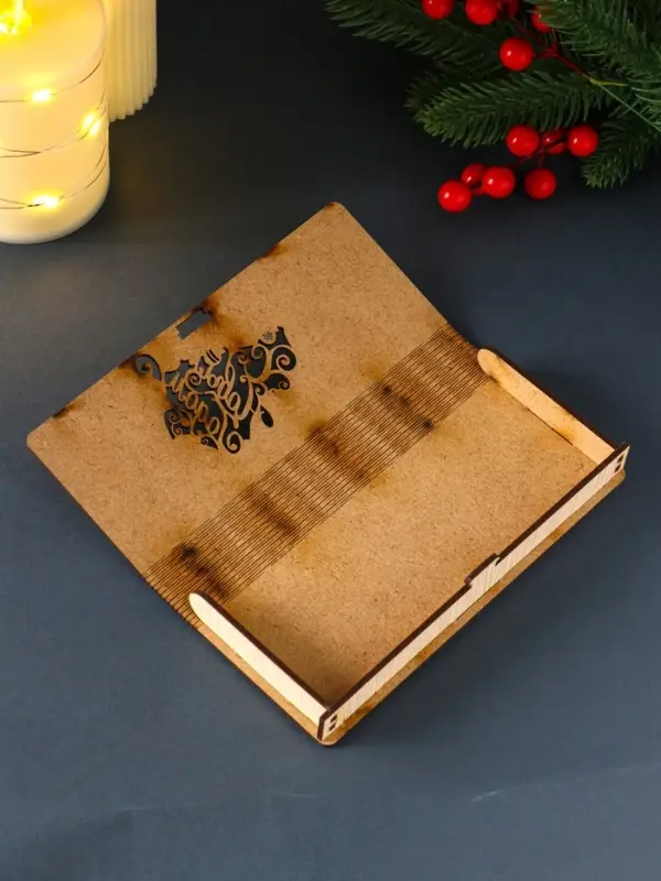 Конверт для денег деревянный "С Новым годом!", 18х2,4х8 см