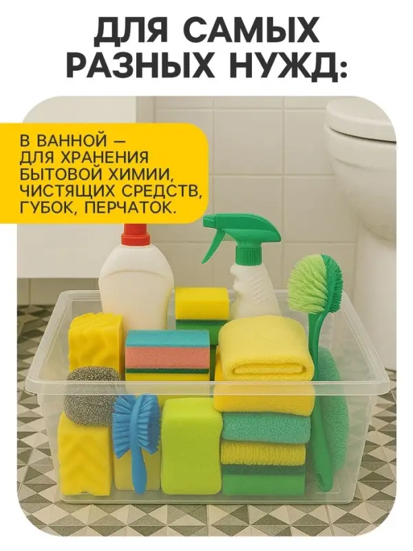 Ящики пластиковые для хранения, с крышкой, набор 2 шт.: 10 л, 16 л, прозрачно-матовый