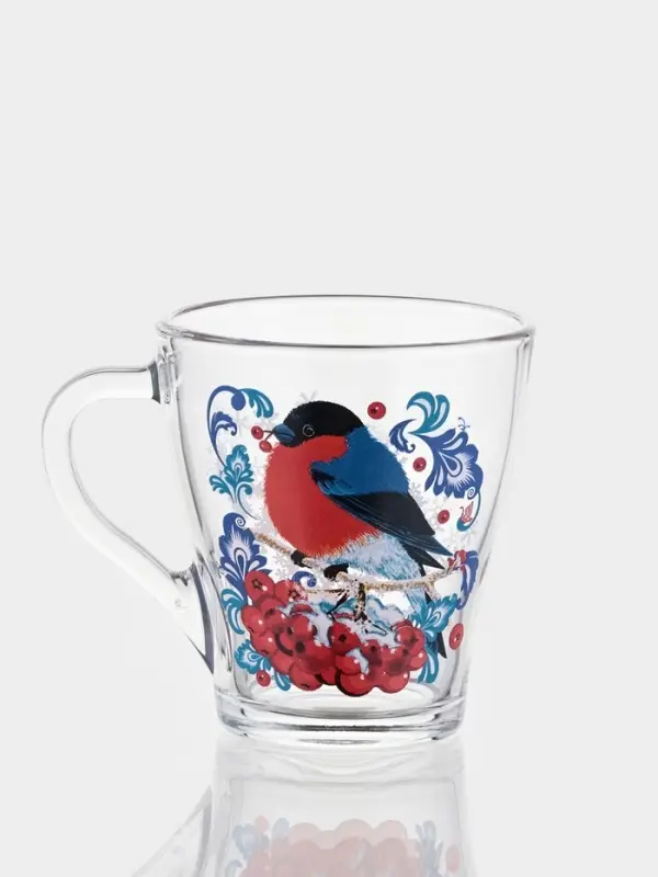 Кружка для чая 250мл. арт.1649-Д "Снегири на рябине" Кружка  250мл.