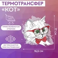 Термотрансфер «Кот», 17 × 16,5 см, цена за 1 штуку
