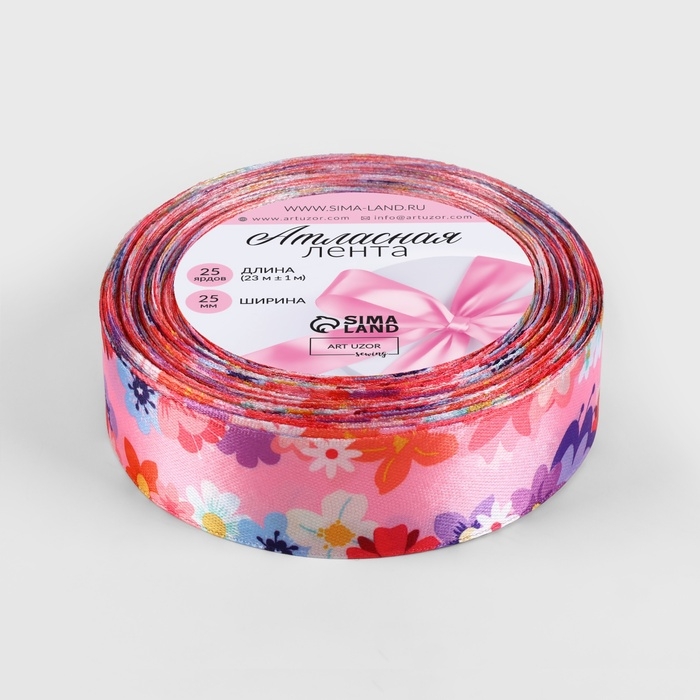 Лента атласная «Розовый букет», 25 мм × 23 ± 1 м, разноцветная Лента атласная «Розовый букет», 25 мм × 23 ± 1 м, разноцветная