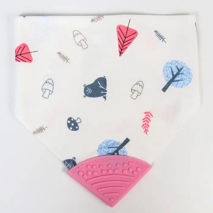 Нагрудник-бандана/слюнявчик для кормления Крошка Я, непромокаемый, с прорезывателем, на кнопке, розовый, МИКС