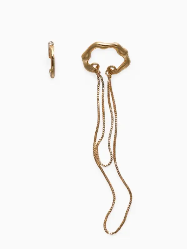 Серьги "Каффы" набор 2 шт., водопад и стразы, цвет золото