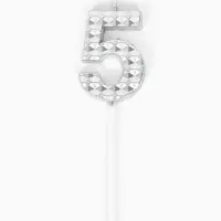 Свеча для торта &laquo;Элемент&raquo;, цифра "5" серебро