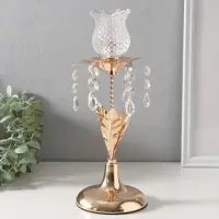 Подсвечник на 1 свечу &laquo;Распустившийся цветок&raquo;, d=3 см, 11&times;11&times;30 см
