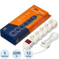 Сетевой фильтр BigTech ST510-1,5-W(5р/1,5м/10А/2,2кВт/3х0,75 мм2/белый)