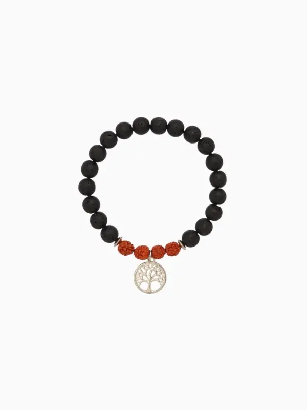 Браслет Браслет "Древо жизни" лава, рудракша, длина 18 см, цв. чёрный, коричневый
