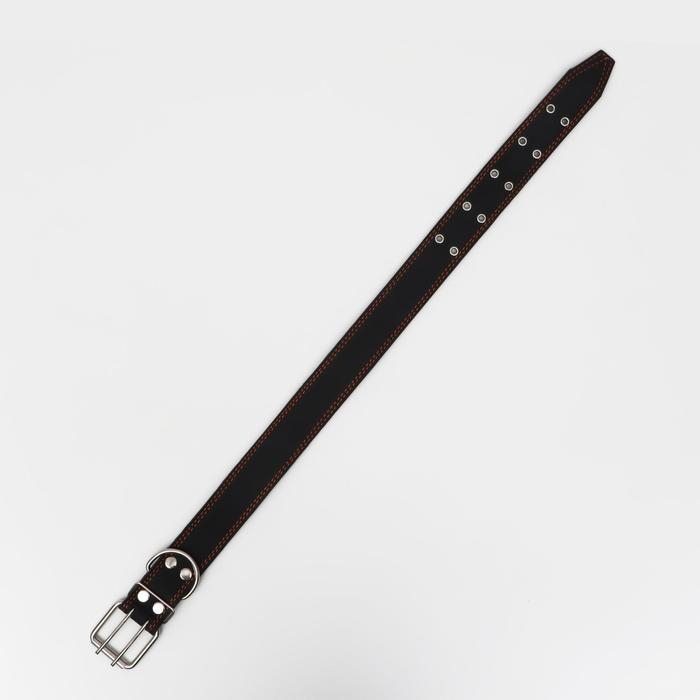 Ошейник кожаный на синтепоне, 82 х 4.5 см,  ОШ 50-70 см, чёрный Ошейник кожаный на синтепоне, 82 х 4.5 см,  ОШ 50-70 см, чёрный