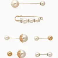 Набор булавок (6 шт.) &laquo;Жемчуг&raquo;, 6.5 см, белый в золоте