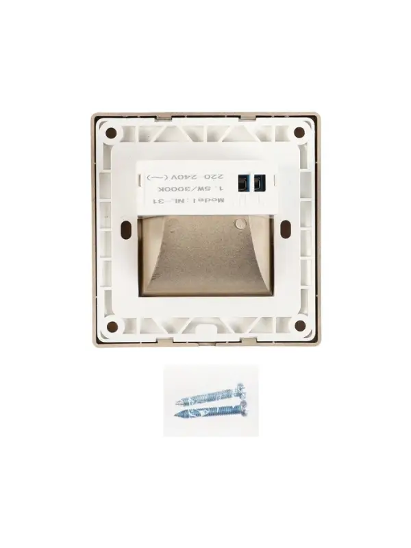 Встраиваемый светильник для лестницы, 1.5 Вт, 60 Лм, 3000К, 86&times;86 мм, IP20, 220 В, чёрный, свечение тёплое белое