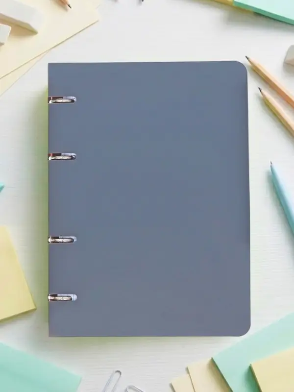 Тетрадь на кольцах Calligrata A5, 120 листов, в клетку, пластиковая обложка, блок офсет, серая