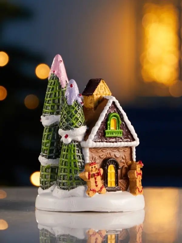 Светодиодная фигура &laquo;Дом печеньки&raquo;, 10&times;7 см, 4 LED, от батареек, свечение тёплое белое