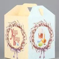 Коробка подарочная пасхальная с окном, с фронтальной загрузкой «Верба» 15×15×18 см